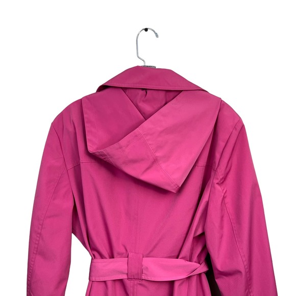 London Fog Double Breasted Trench Rain Coat Belted Detachable Hood Pink Women XL - Picture 5 of 5